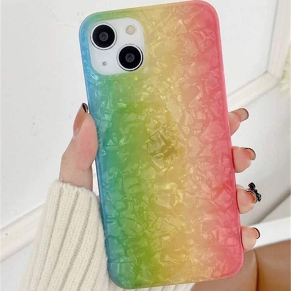 iPhone 13 pro max ombré stripes iridescent case